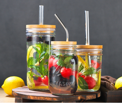 Kitchen Storage Jars Round Square Bamboo Jar Lid With Silicon Ring Airtight