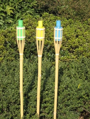 Waterproof Natural Bamboo Torch Rattan Tiki Torches For Patio Yard Garden Lawn
