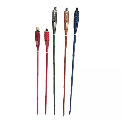 Outdoor Decorating Wedding 150cm Bamboo Torches With Covers Metal Oil Canisters