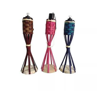 120cm Bamboo Torches With Waterproof Metal Wide Mouth Oil Canister