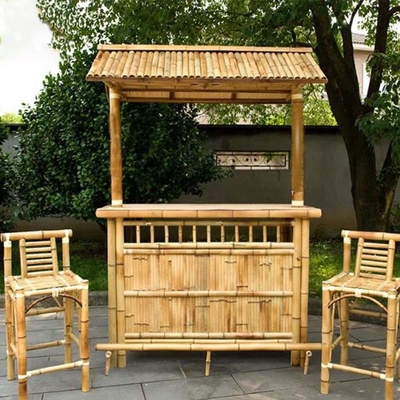 Varnish Painting Bamboo Tiki Bars With Counter Beverage Table Foldable Beach Bars