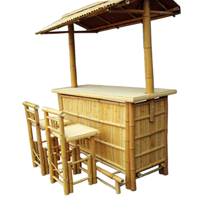 Beach Entertainment Waterproof  Bamboo Tiki Bar 2 4 Bamboo Stool With Back Support