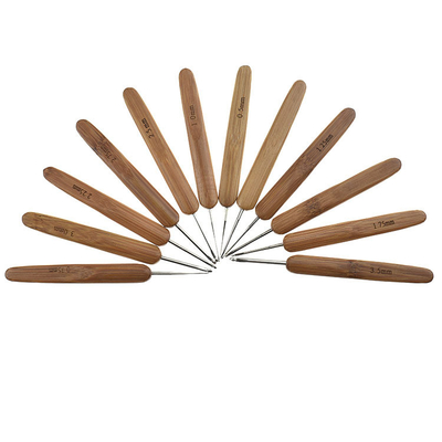 Bamboo Handle Crochet Hook Set Knitting Needles Stainless Steel Head Sewing Accessories