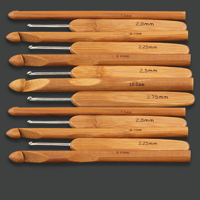 Bamboo Handle Crochet Hook Set Knitting Needles Stainless Steel Head Sewing Accessories