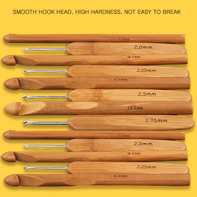 Bamboo Handle Crochet Hook Set Knitting Needles Stainless Steel Head Sewing Accessories