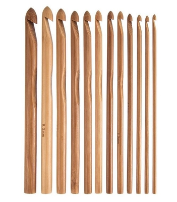 8 Pieces 1mm to 2.75mm Wooden Bamboo Crochet Hooks Set Handcrafted Knitting Needles