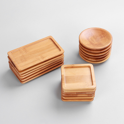 6 Pieces Set Round Bamboo Coasters Mildew Proof Coffee Cup Coasters Mats