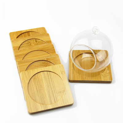 6 Pieces Set Round Bamboo Coasters Mildew Proof Coffee Cup Coasters Mats