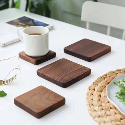 6 Pieces Set Round Bamboo Coasters Mildew Proof Coffee Cup Coasters Mats
