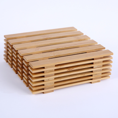 Light Natural Bamboo Wooden Plant Saucer Comfortable Mat For Succulent Plant Pots