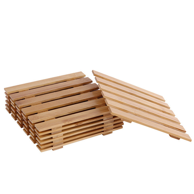 Light Natural Bamboo Wooden Plant Saucer Comfortable Mat For Succulent Plant Pots