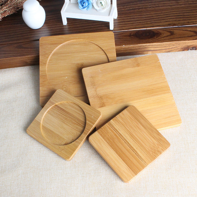9cm Blank Bamboo Coasters Round Square Bamboo Plant Saucer European Style Mat