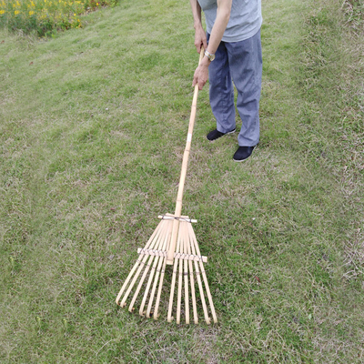 9 Tine 120cm Bamboo Rake Handmade Eco Friendly Garden Rakes Harrow