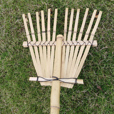 9 Tine 120cm Bamboo Rake Handmade Eco Friendly Garden Rakes Harrow