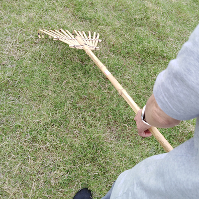 11 Tine 145cm Bamboo Rake Handmade Rustless Garden Rakes Harrow