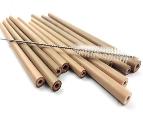 Eco Friendly Customized Logo Reusable Natural Organic Bamboo Fiber Drinking Straw