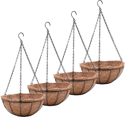 Coconut Coir Hanging Planters Outdoor,Metal Wire Baskets With Coco Liner Hanging Pots For Plants Indoor