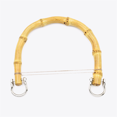 Round Bamboo Purse Handbag Purse Handles Replacement With Golden Earrings For Handcrafted Handbag DIY Bags Accessories