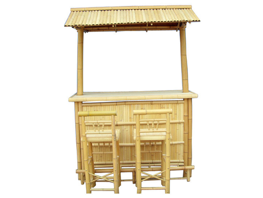 Tiki Bar Patio Outdoor Bar , Bamboo Set , Islander Tiki Bar With Palapa Top And Storage Space For Garden Patio Luau Party Bazaar