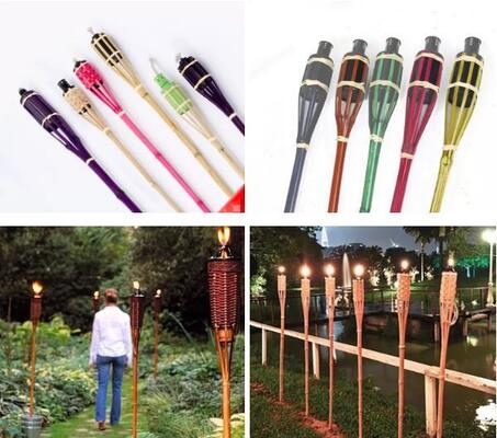 Natural Bamboo Torch for Outdoor Camping Garden Party Decor Handmade Eco-Friendly Fire Torch Waterproof
