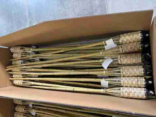 Natural Bamboo Torch with Replaceable Fiberglass Wick - for Backyard Party, Wedding, Pathway Lighting
