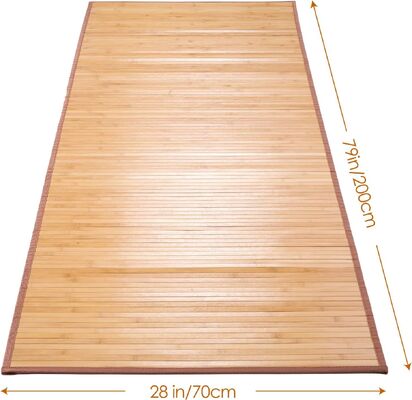 Handcrafted Bamboo Floor Mat with Durable Polyester Mix and Flat Woven Design for Living Room and Entryway