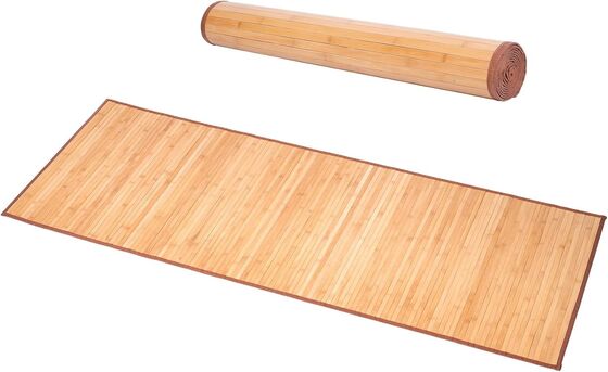 Handcrafted Bamboo Floor Mat with Durable Polyester Mix and Flat Woven Design for Living Room and Entryway