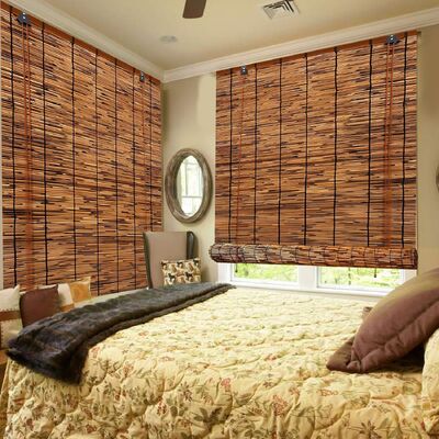 Natural Reed Roll-up Blind with 70% Light Blockage Easy to Install and Longer Lifespan for Porch Decoration