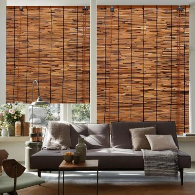 Natural Reed Roll-up Blind with 70% Light Blockage Easy to Install and Longer Lifespan for Porch Decoration