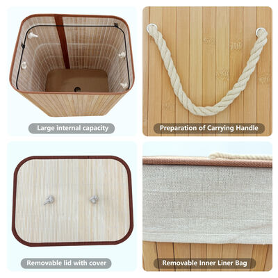 Natural Bamboo Laundry Hamper with Cotton Liner | Foldable Clothes Basket for Bedroom & Bathroom Storage