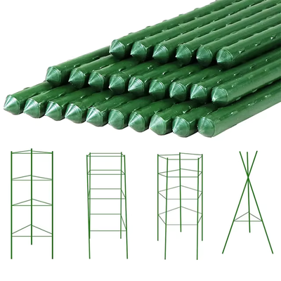 Green Plastic Coated Metal Plant Stakes for Garden Plant Support and Climbing Plants