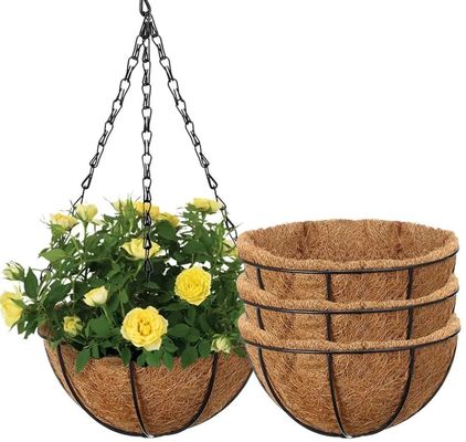 Coconut Coir Hanging Planter Basket with Hanger - Natural Eco-Friendly Plant Pot for Indoor Outdoor Garden